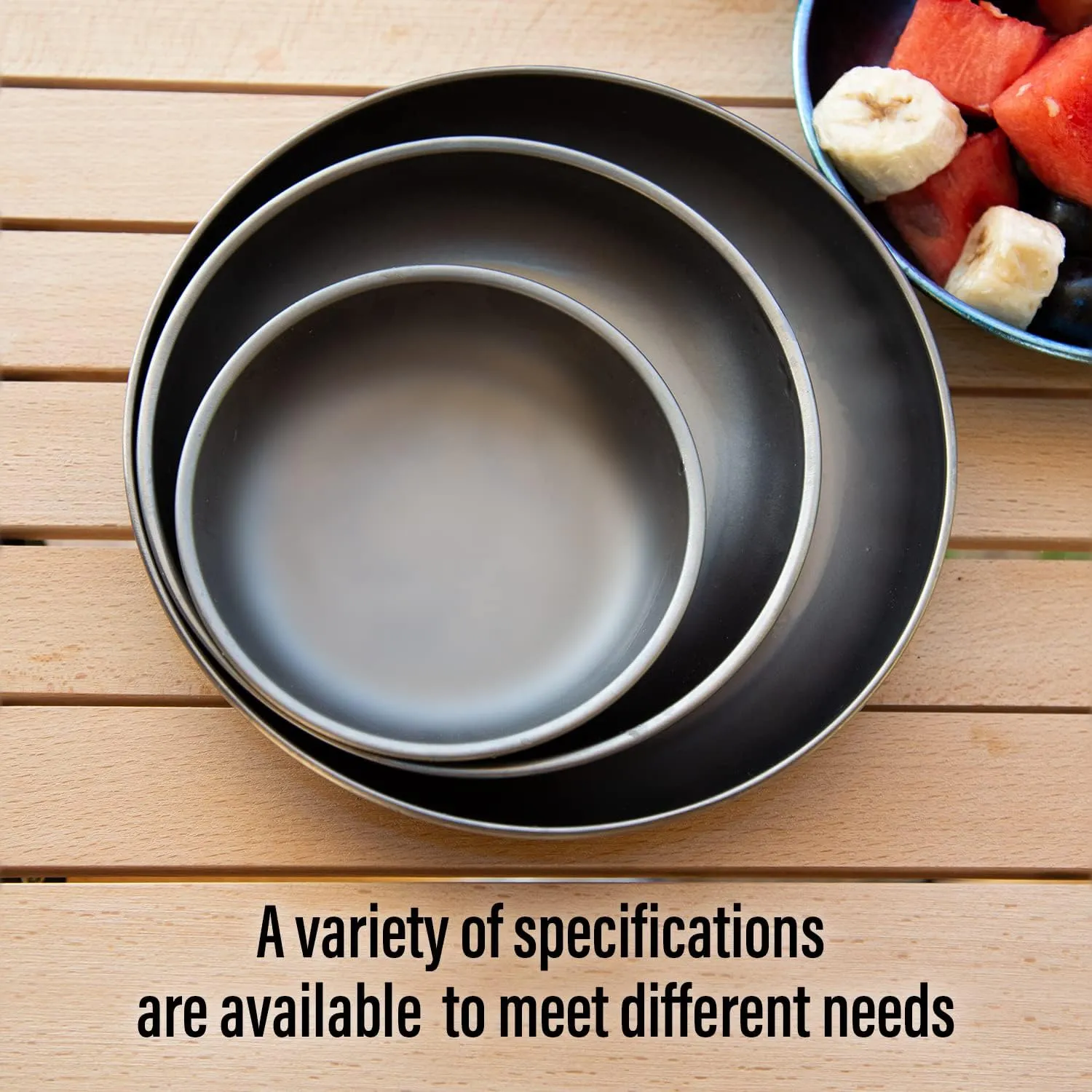 TiTo Titanium Plate Dish Outdoor Camping Tableware Ultralight Round Fruit Titanium Alloy Dinner Dishes Pan for BBQ Hiking Picnic (Large)