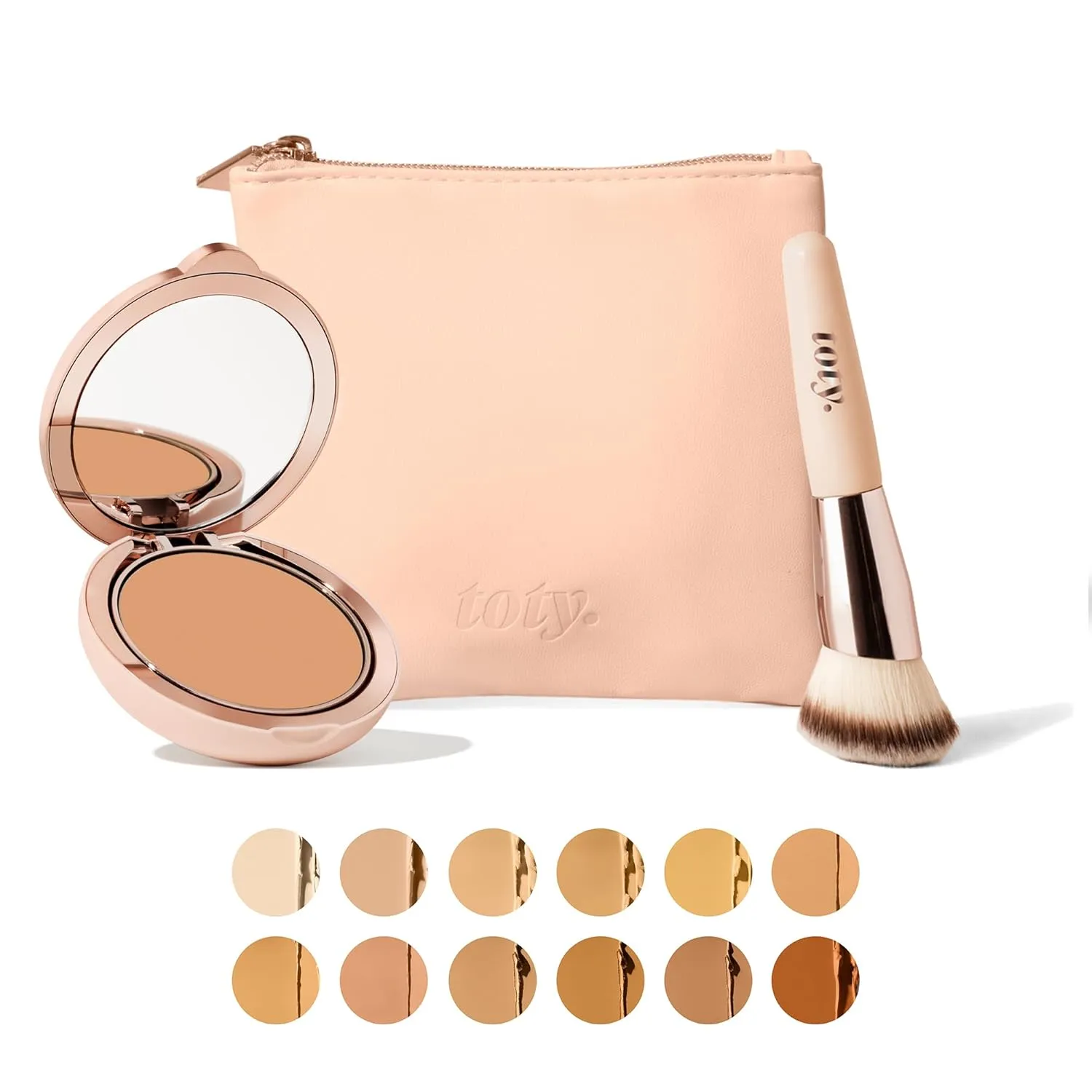 Toty by Sofia Vergara - Ilumina CC Creamy Compact SPF 50  Rosita Bag Vegan Soft Leather Makeup Bag   Ilumina Brush - CC cream foundation with spf 50 - MAKEUP - 4C Bundle