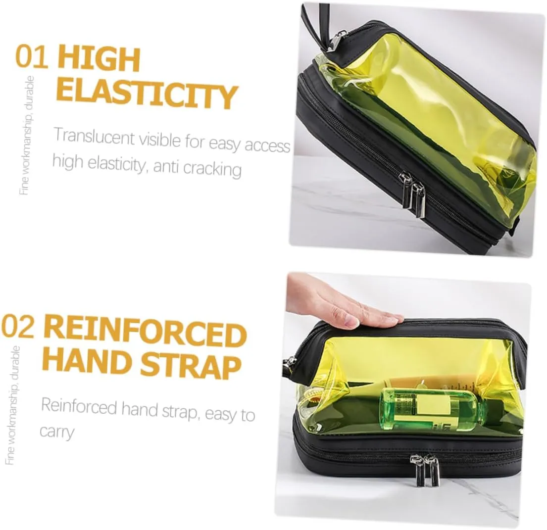 Transparent Cosmetic Bag Makeup Bag for Travel Makeup Bags Gym Shower Bag Storage Box Portable, Yellow, 22.5X16.5X12.5CM