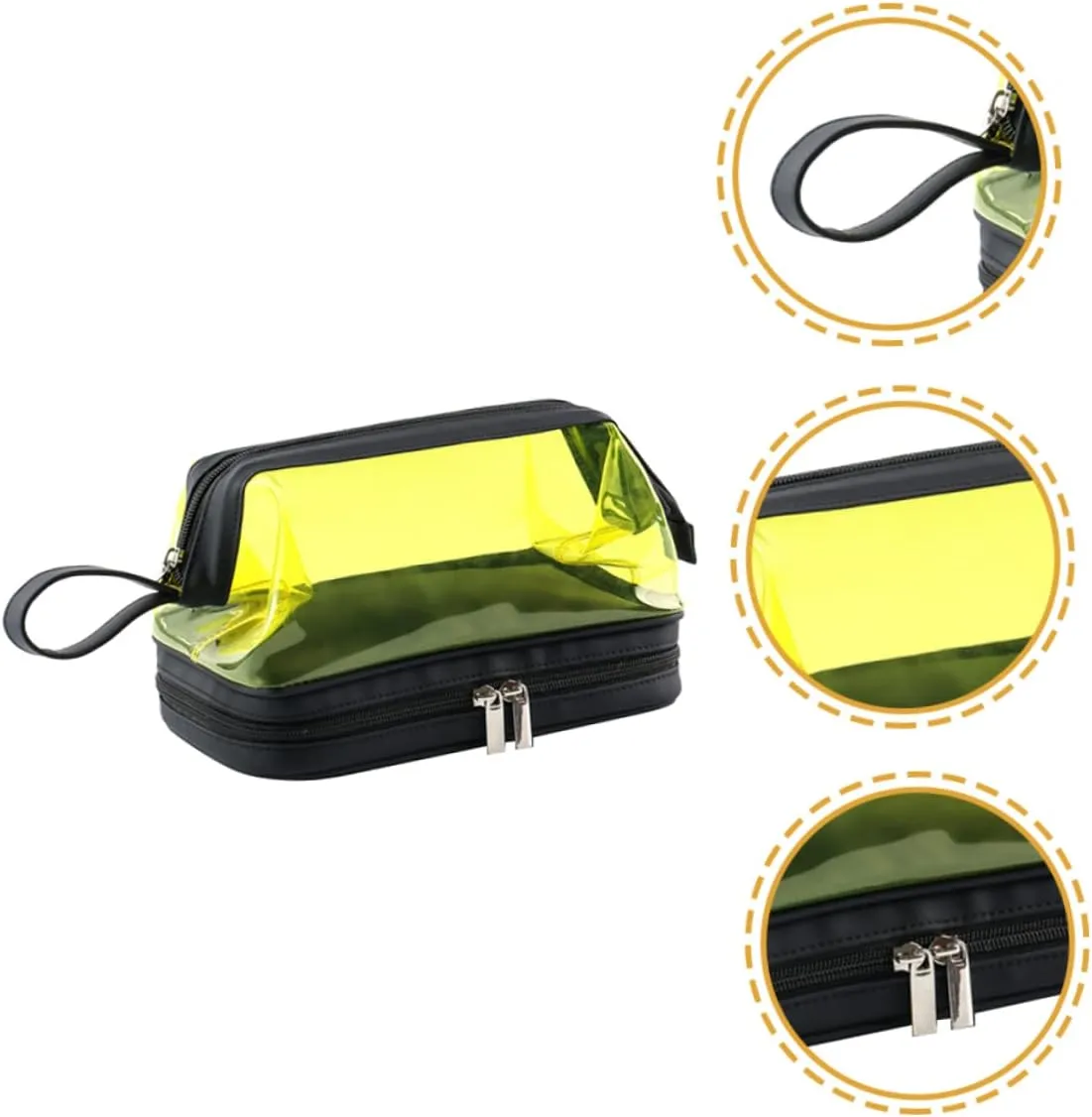 Transparent Cosmetic Bag Makeup Bag for Travel Makeup Bags Gym Shower Bag Storage Box Portable, Yellow, 22.5X16.5X12.5CM