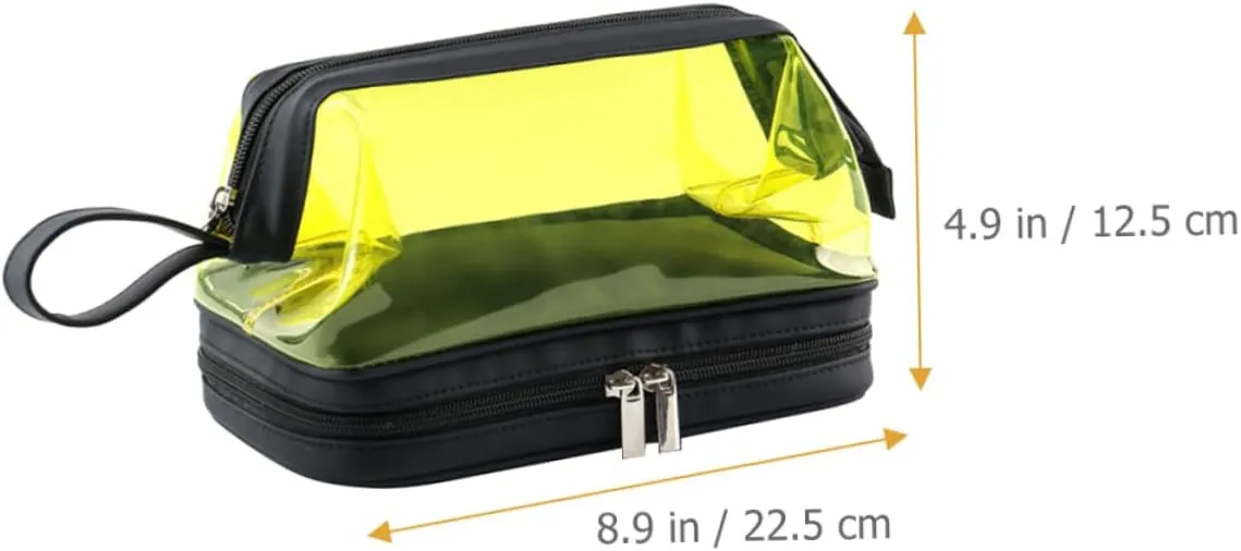 Transparent Cosmetic Bag Makeup Bag for Travel Makeup Bags Gym Shower Bag Storage Box Portable, Yellow, 22.5X16.5X12.5CM
