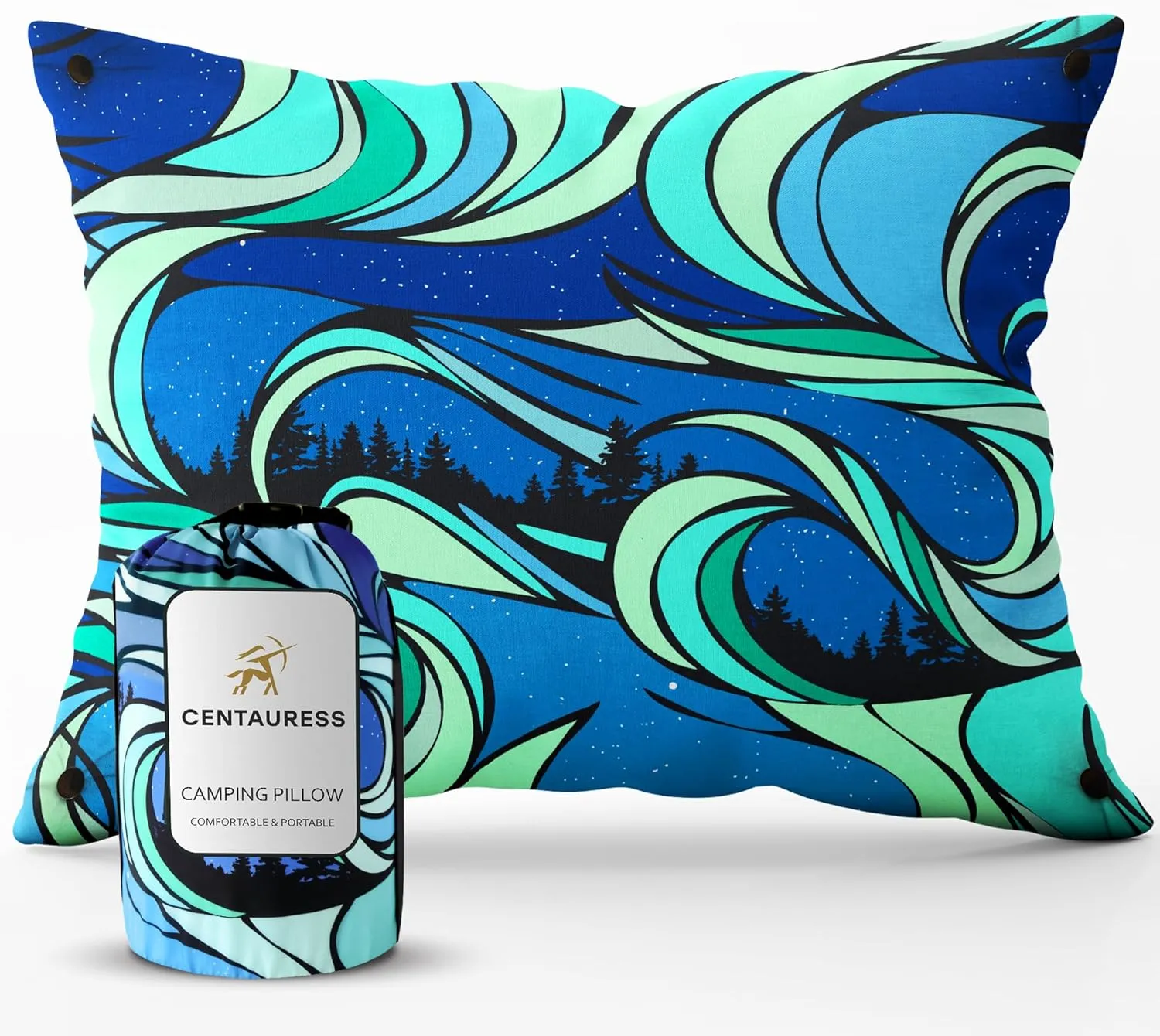 Travel & Camping Pillow Memory Foam | Camp Pillow w/Machine-Washable Cover | Travel Pillow w/Pouch   Strap | Hammock Pillow | Hiking Pillow | Backpacking Gear & Camping Accessories