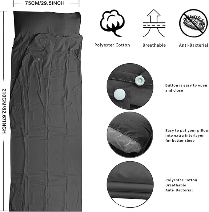 Travel and Camping Sheet Sleeping Bag Liner - Lightweight Compact and Portable Adult Sleeping Bag - Ideal for Traveling,Hostels and Camping