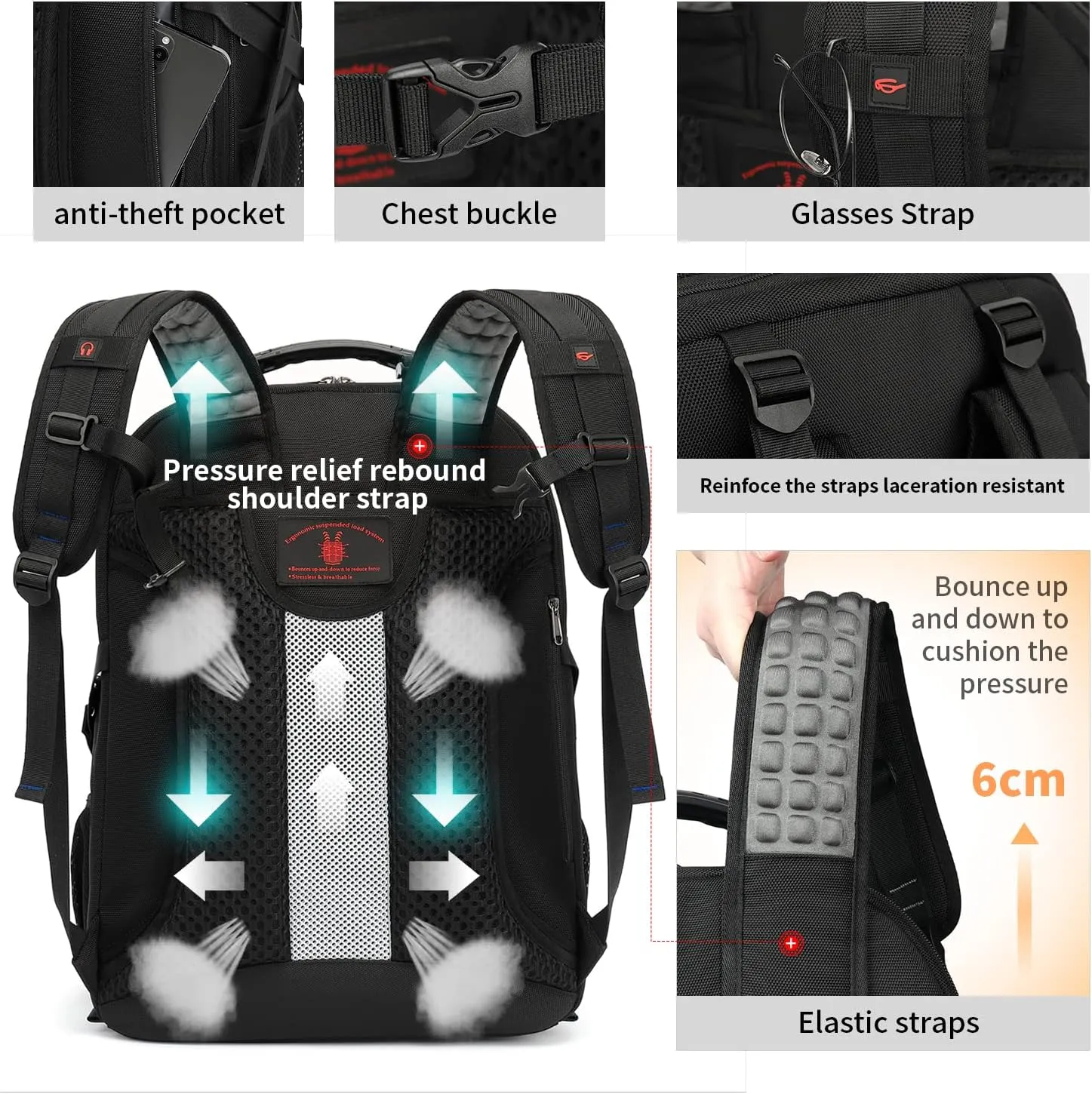 Travel Backpack 17.3 Inch, Business Anti-Theft Laptop Bag with USB Charging Port, Waterproof
