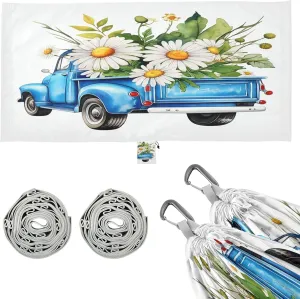 Truck with Daisies Hammock 330 lb Capacity Travel Camping Hammock with Tree Straps, Portable Lightweight for Outdoor Beach Backpacking Backyard Patio