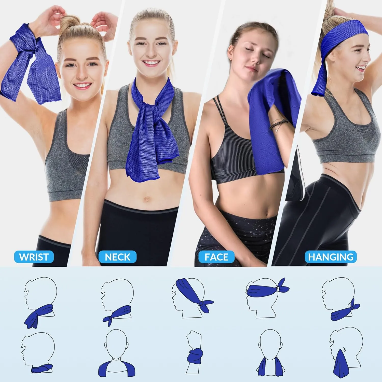 U-pick Cooling Towel(40"x12"), Breathable Cooling Towels for Neck and Face, Cool Down Sweat Rags for Hot Weather, Gym, Yoga, Softball, Baseball, Sports, Athletes, Camping 8 Packs