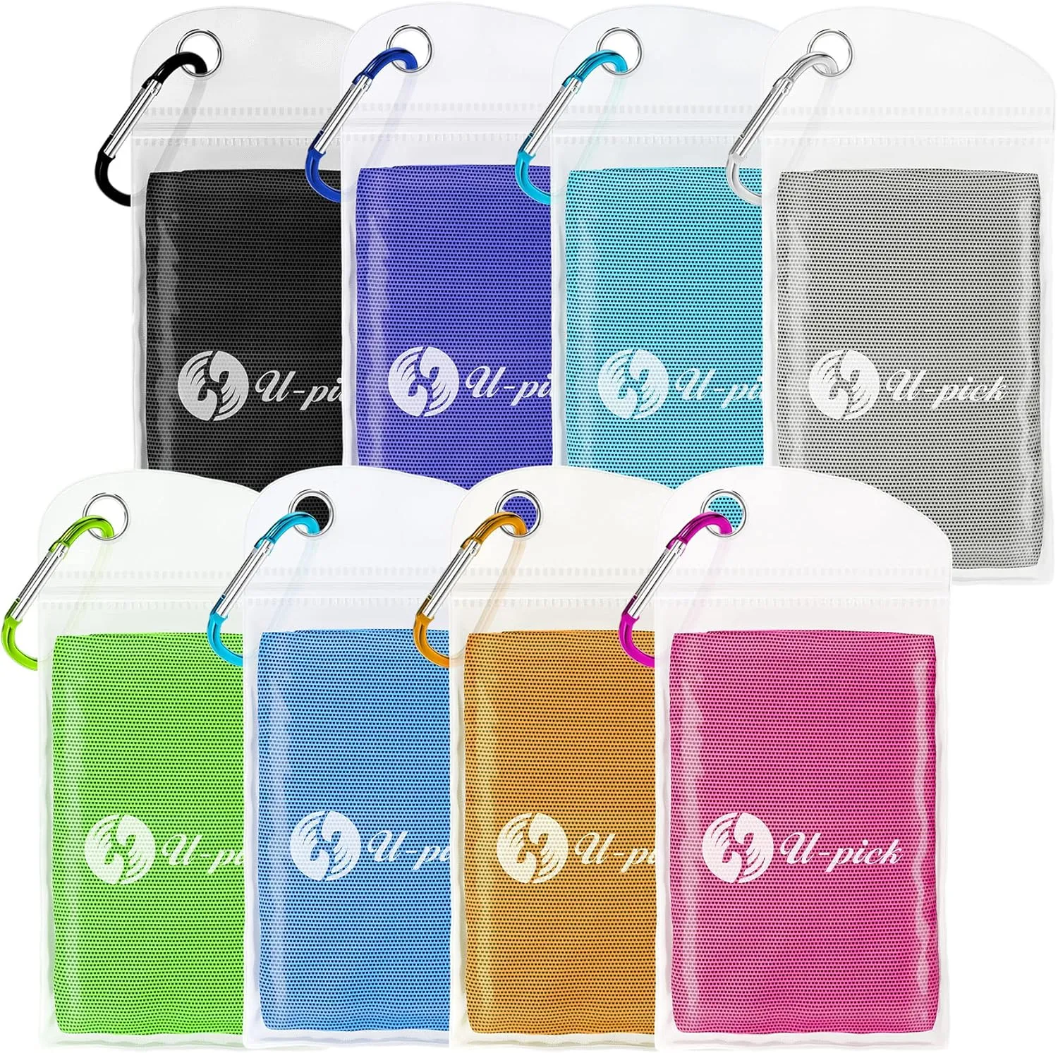 U-pick Cooling Towel(40"x12"), Breathable Cooling Towels for Neck and Face, Cool Down Sweat Rags for Hot Weather, Gym, Yoga, Softball, Baseball, Sports, Athletes, Camping 8 Packs