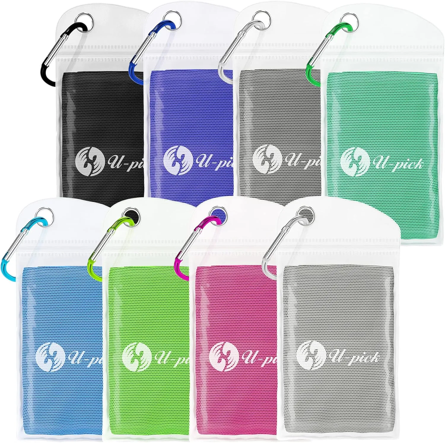 U-pick Cooling Towel(40"x12"), Breathable Cooling Towels for Neck and Face, Cool Down Sweat Rags for Hot Weather, Gym, Yoga, Softball, Baseball, Sports, Athletes, Camping 8 Packs