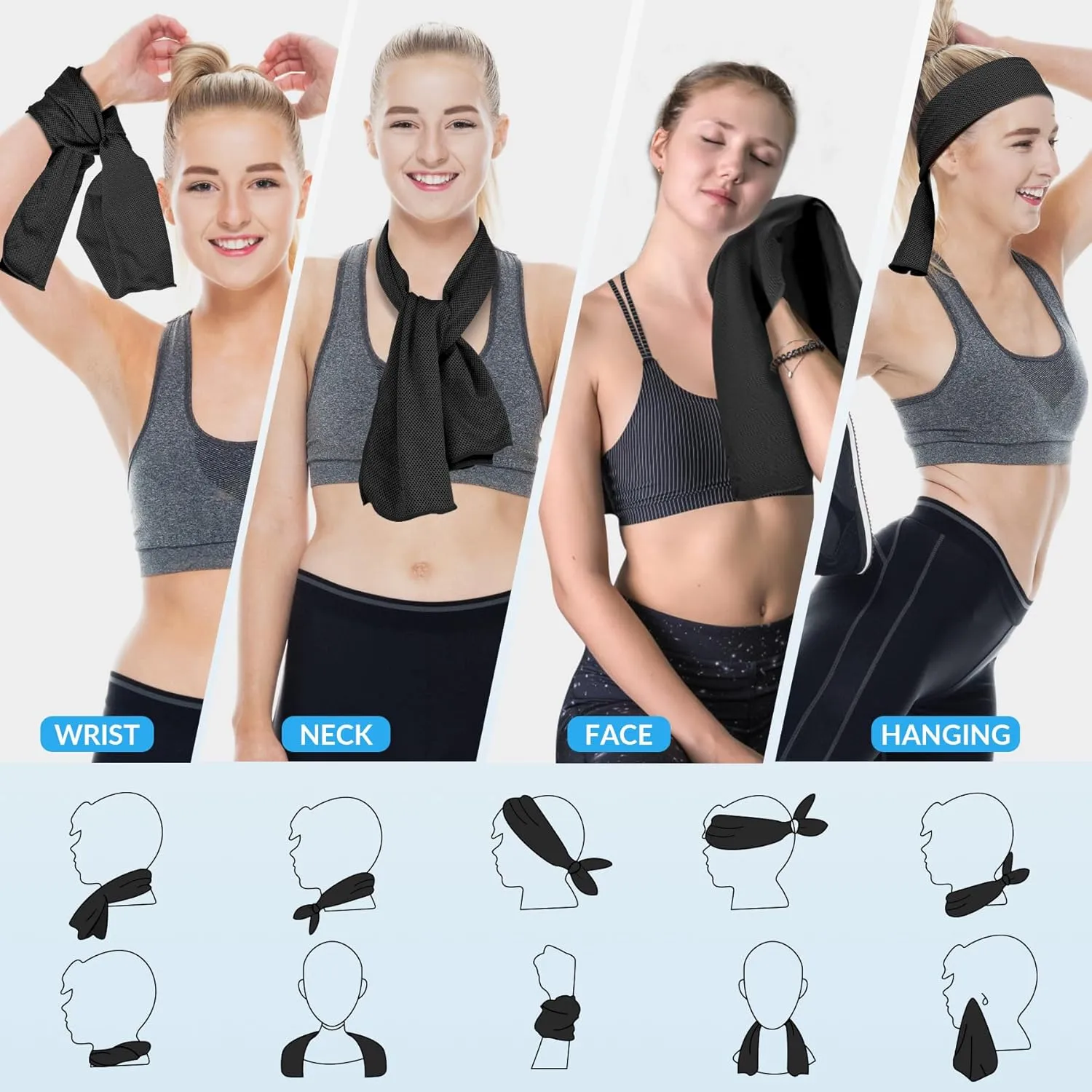 U-pick Cooling Towel(40"x12"), Breathable Cooling Towels for Neck and Face, Cool Down Sweat Rags for Hot Weather, Gym, Yoga, Softball, Baseball, Sports, Athletes, Camping 8 Packs