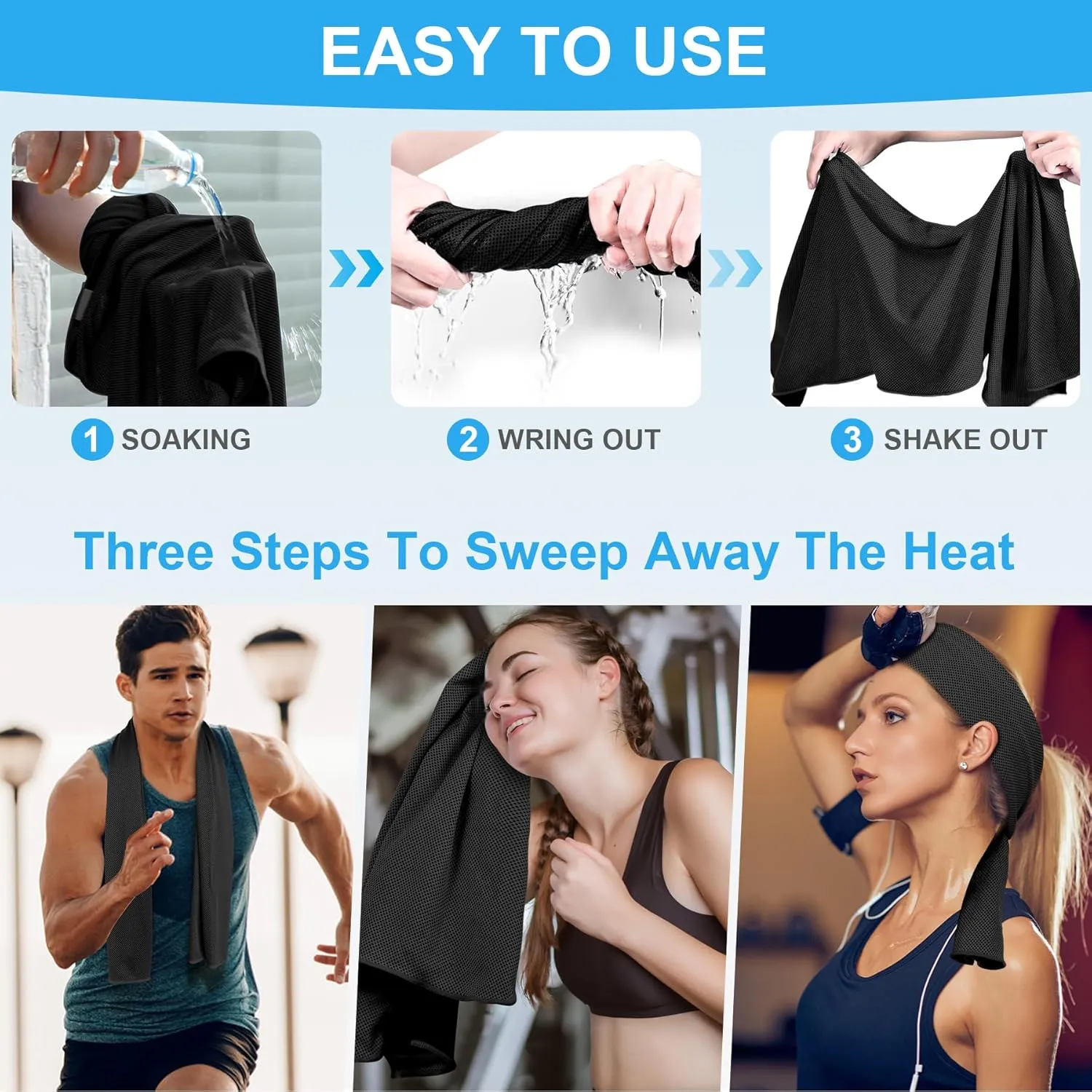 U-pick Cooling Towel(40"x12"), Breathable Cooling Towels for Neck and Face, Cool Down Sweat Rags for Hot Weather, Gym, Yoga, Softball, Baseball, Sports, Athletes, Camping 8 Packs