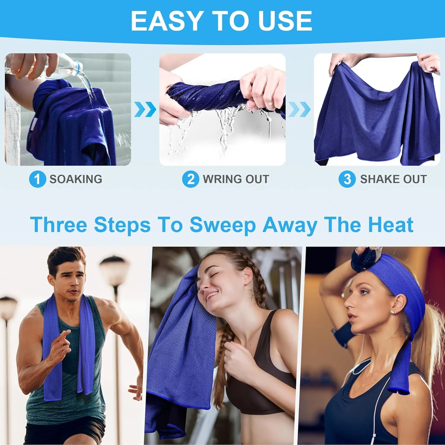 U-pick Cooling Towel(40"x12"), Breathable Cooling Towels for Neck and Face, Cool Down Sweat Rags for Hot Weather, Gym, Yoga, Softball, Baseball, Sports, Athletes, Camping 8 Packs