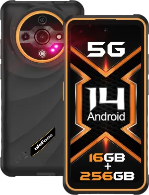 Ulefone Armor X31 Pro 5G Rugged Phone, MTK Dimensity 6300 5G, 16GB 256GB, Android 14, 6.56” 120Hz, 64MP 25MP 16MP Camera, 6050mAh, NFC/IR Blaster/GPS, Glare Flashlight, IP68/IP69K -Orange