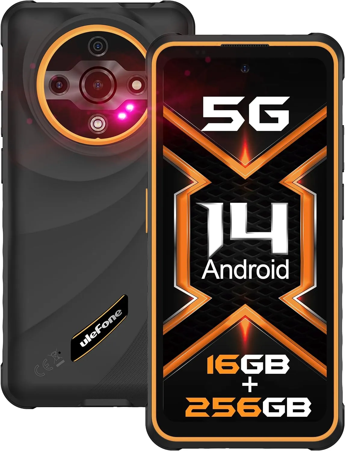 Ulefone Armor X31 Pro 5G Rugged Phone, MTK Dimensity 6300 5G, 16GB 256GB, Android 14, 6.56” 120Hz, 64MP 25MP 16MP Camera, 6050mAh, NFC/IR Blaster/GPS, Glare Flashlight, IP68/IP69K -Orange