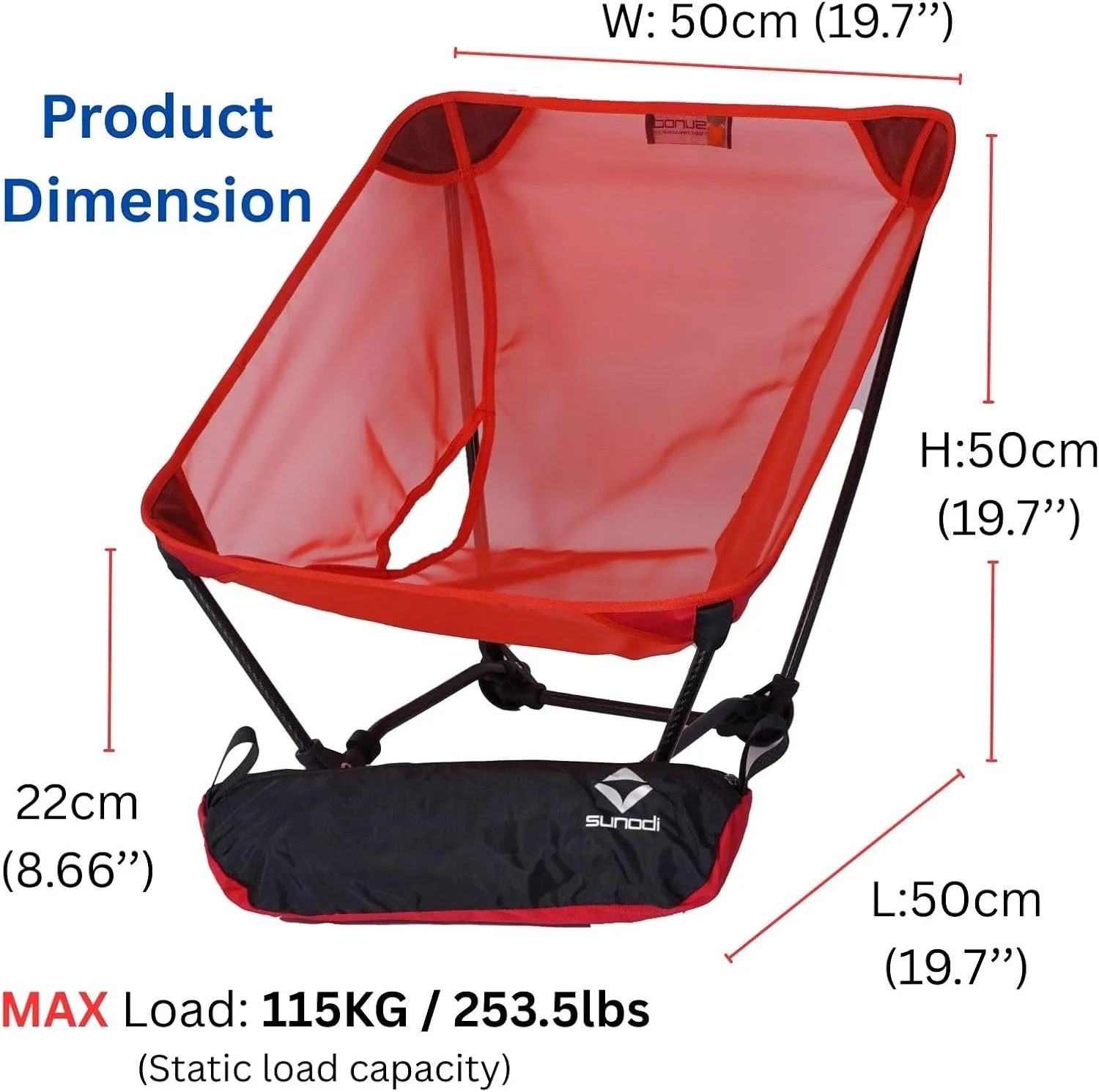 Ultralight Backpacking Chair,Carbon Fiber Legless Ground Chair,Folding Camping Chair,Lightweight Portable for Adults,Hiking,Camping,Picnic,Fishing,RV,Balcony,Paddleboard,Beach,Indoor (Red)