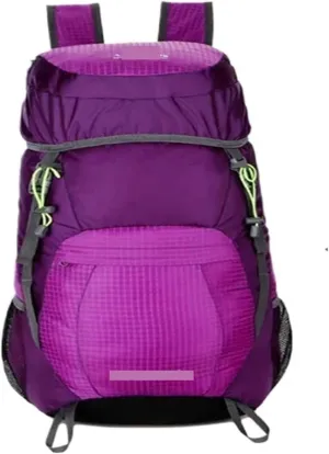 Ultralight Camping Backpack Outdoor Sports Bags Mountain Pocket Hiking Rucksack Daypack Traveling Cotton Canvas Bag(Foldable Purple)
