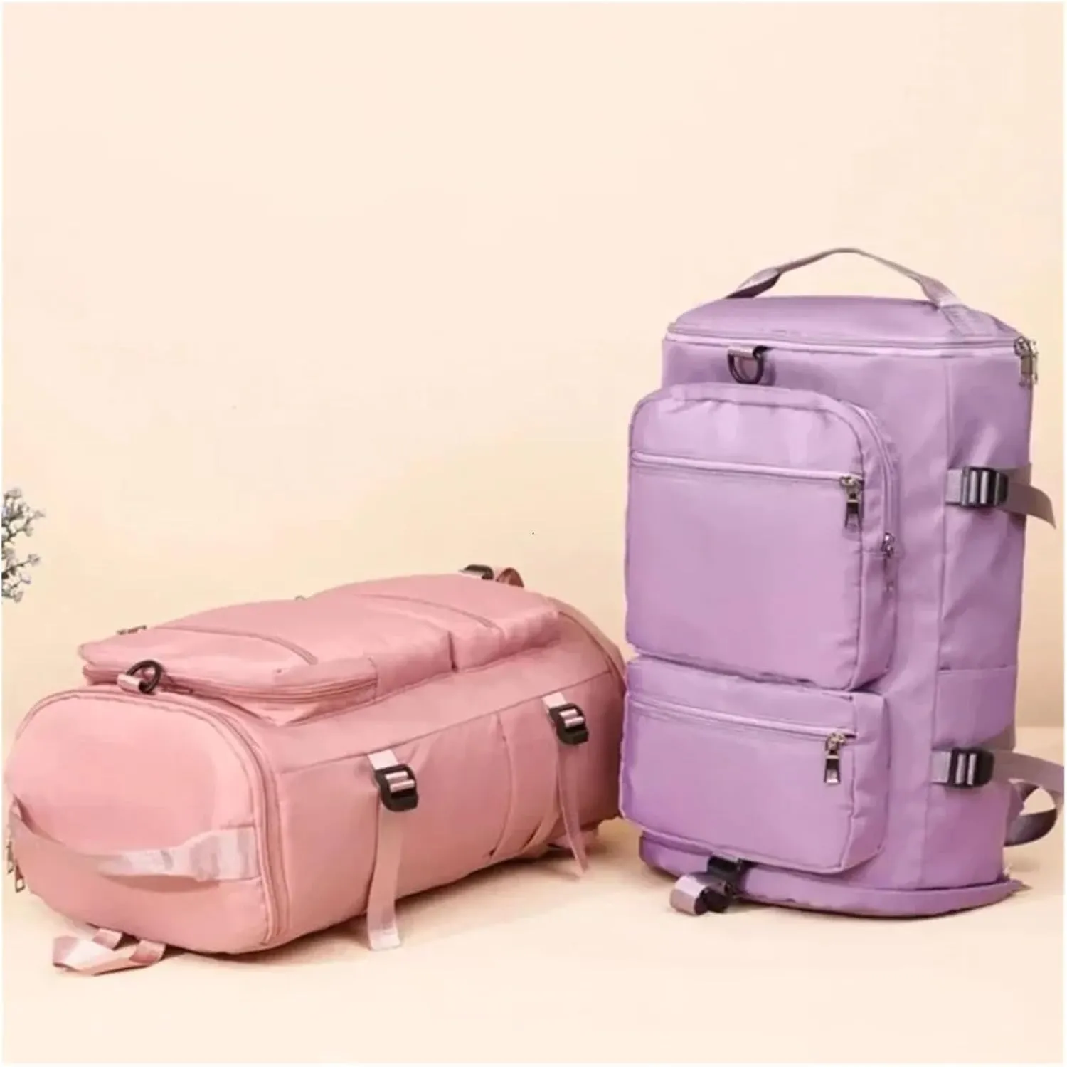 Ultralight Camping Backpack Outdoor Sports Bags Mountain Pocket Hiking Rucksack Daypack Traveling Cotton Canvas Bag(Pink)