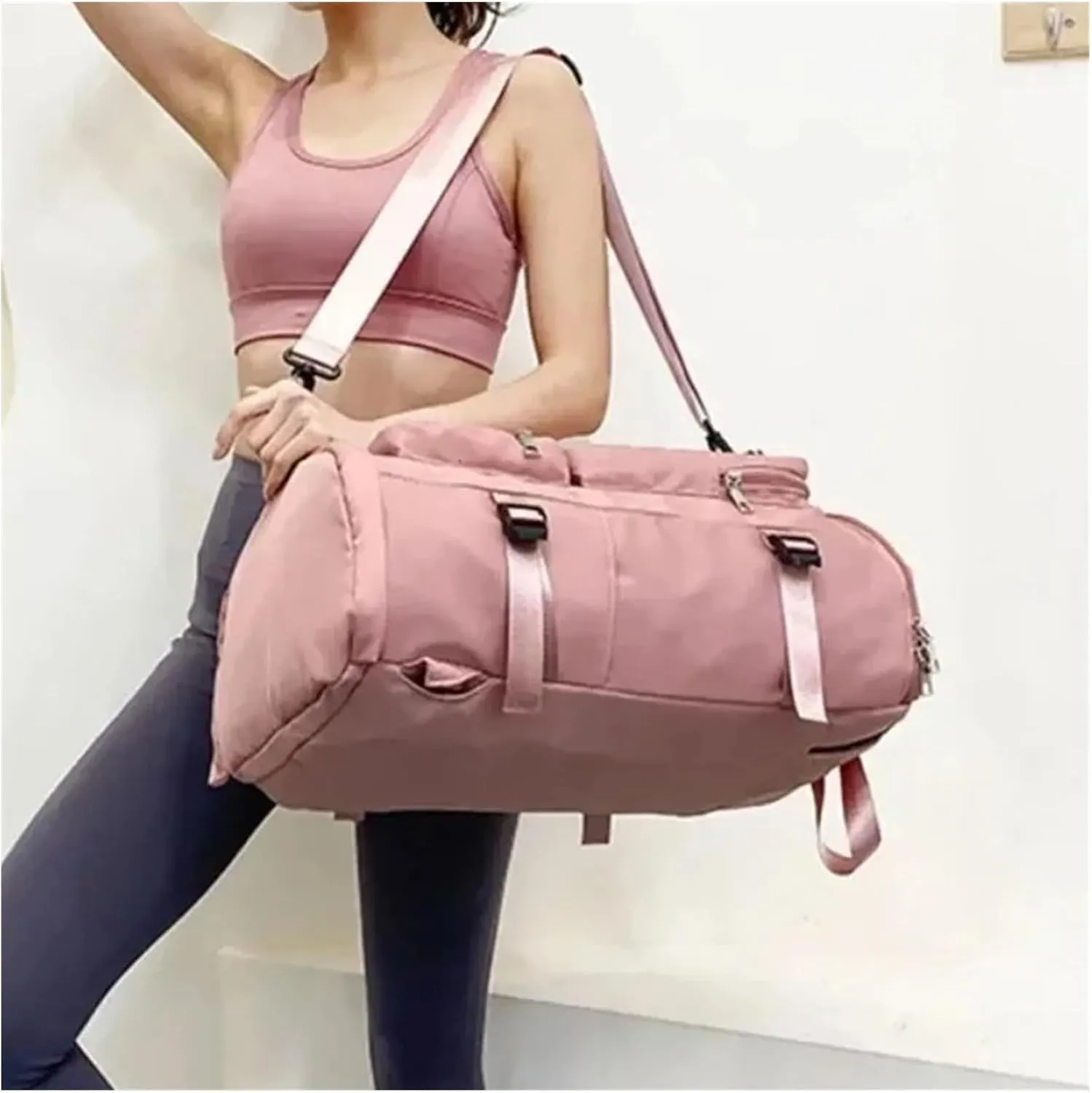 Ultralight Camping Backpack Outdoor Sports Bags Mountain Pocket Hiking Rucksack Daypack Traveling Cotton Canvas Bag(Pink)