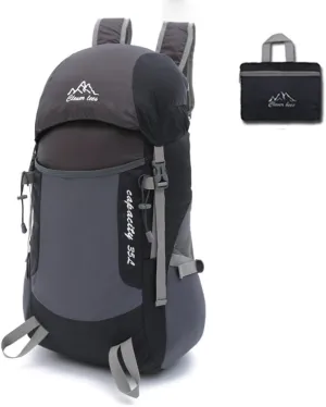 Ultralight Durable 35L Foldable Hiking Daypacks Water-Resistant Lightweight Travel Backpack Black