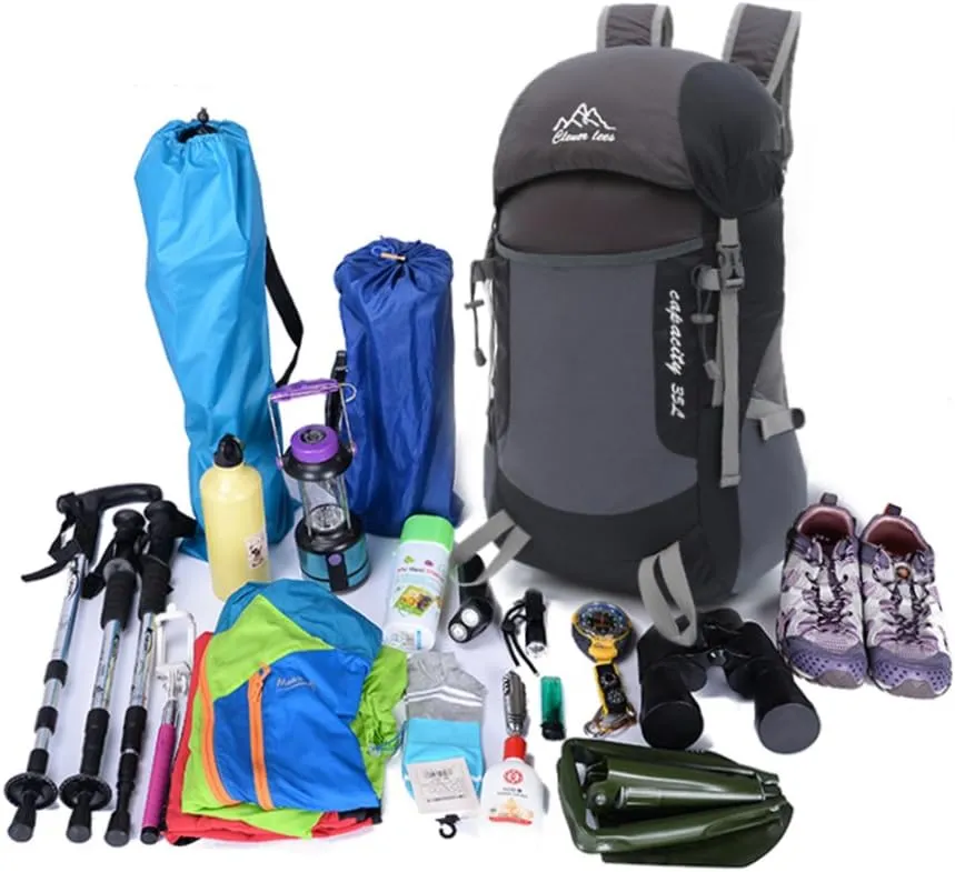 Ultralight Durable 35L Foldable Hiking Daypacks Water-Resistant Lightweight Travel Backpack Black