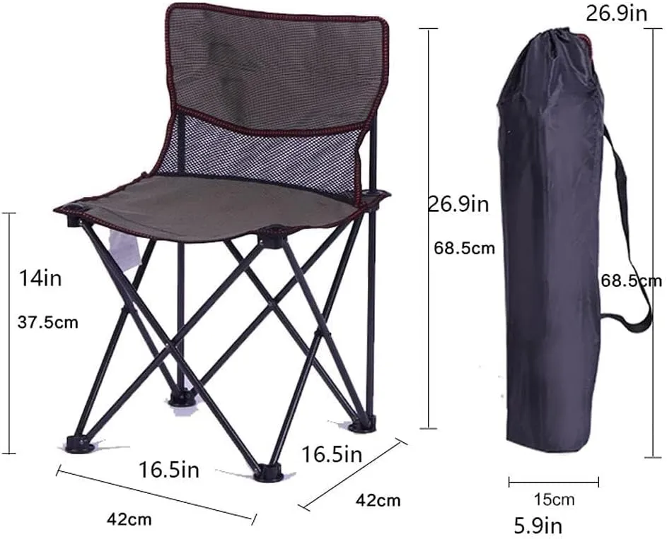 Ultralight Folding Camping Chair, Portable Backpack Chair with Breathable Mesh, for Hiking, Traveling, Fishing (Black, Medium)(Black,68.5 * 42 * 42CM)