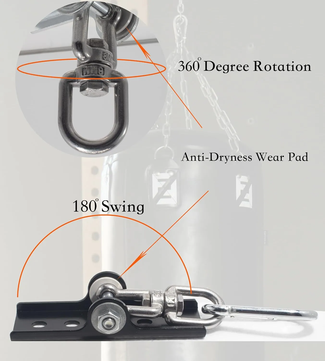 Upgraded 360° Swivel Heavy Bag Mount for Punching Bag Hanger. Heavy Bag Hanger for Yoga, Gym, Swing Chairs, and Hammocks Mount. Punching Bag Hanger, Boxing Hanger
