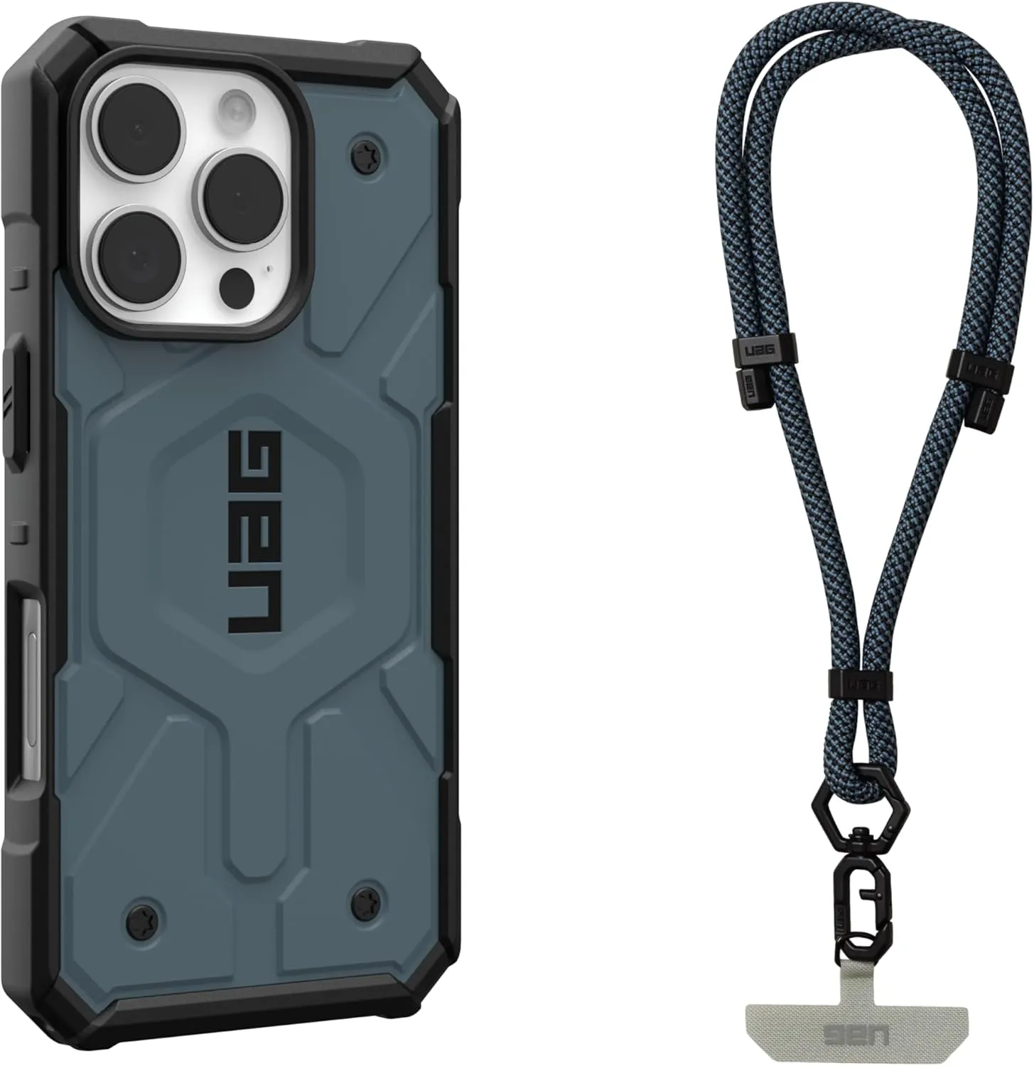 URBAN ARMOR GEAR UAG Designed for iPhone 16 Pro Case Pathfinder, Compatible with MagSafe Case Bundle with Civilian Wrist Lanyard 7mm (Cloud Blue   Cloud Blue)