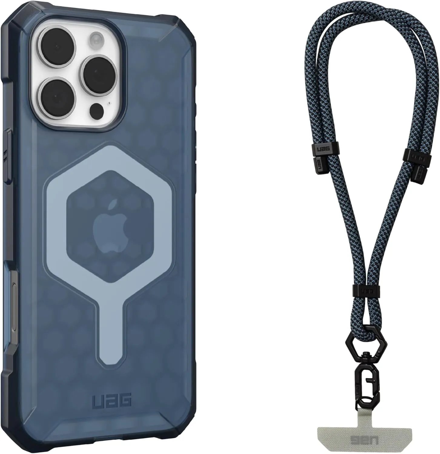 URBAN ARMOR GEAR UAG Designed for iPhone 16 Pro Max Case Essential Armor, Compatible with MagSafe Case Bundle with Civilian Wrist Lanyard 7mm (Cloud Blue   Cloud Blue)