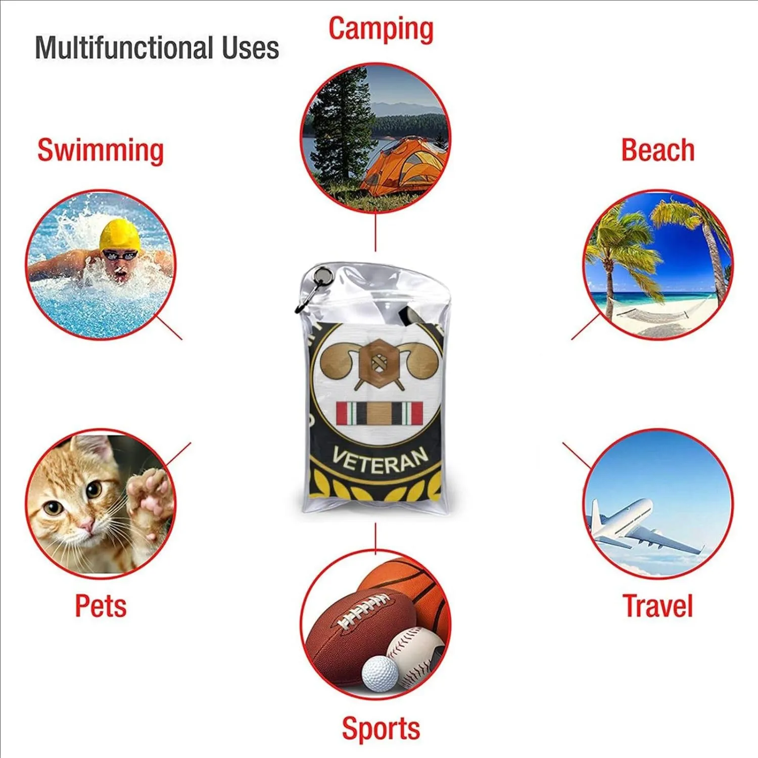 US Army Veteran Chemical Corps Beach Towel & Bath Towel - Quick Dry, Extra Large, Lightweight, Sand Free - Highly Absorbent Microfiber Towels for Pool, Swimming, Gym, Travel