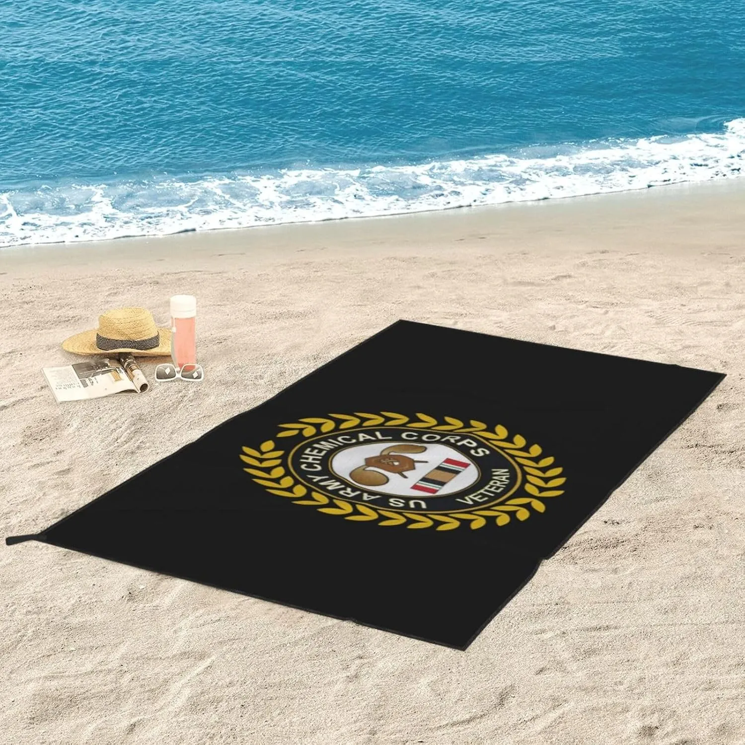 US Army Veteran Chemical Corps Beach Towel & Bath Towel - Quick Dry, Extra Large, Lightweight, Sand Free - Highly Absorbent Microfiber Towels for Pool, Swimming, Gym, Travel