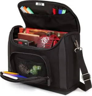 USA GEAR Compact Travel Bag Compatible with Dungeons and Dragons Accessories - Small DND Bag fits RPG Player Essentials, Player's Handbook, Character Sheets, Dice, Tokens, & Mini Player Items (Black)