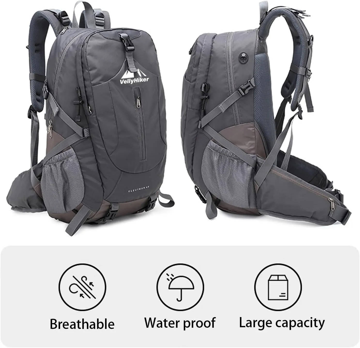 Vellyhiker 40L Hiking Backpack for Outdoor Camping Travel Backpacking Cycling Daypack Ultralight Backpack for Adults Outdoor Camping Travel Daypack Carrying System