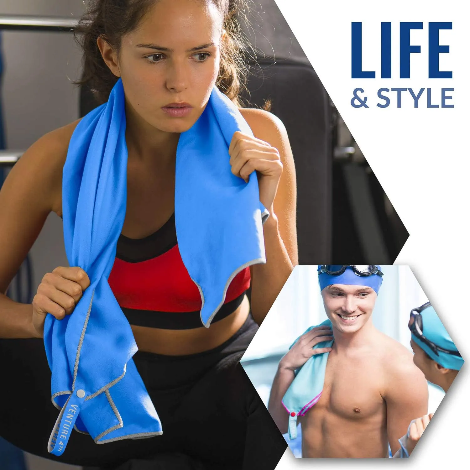 VENTURE 4TH Quick Dry Travel Towel - Fast Drying Ultra Soft Microfiber Towels - Essential for Camping, Backpacking, Yoga, Swimming, Gym, Sports and Beach - 3 Compact Sizes