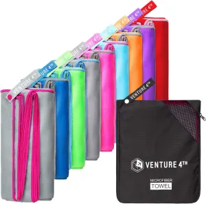 VENTURE 4TH Quick Dry Travel Towel - Fast Drying Ultra Soft Microfiber Towels - Essential for Camping, Backpacking, Yoga, Swimming, Gym, Sports and Beach - 3 Compact Sizes