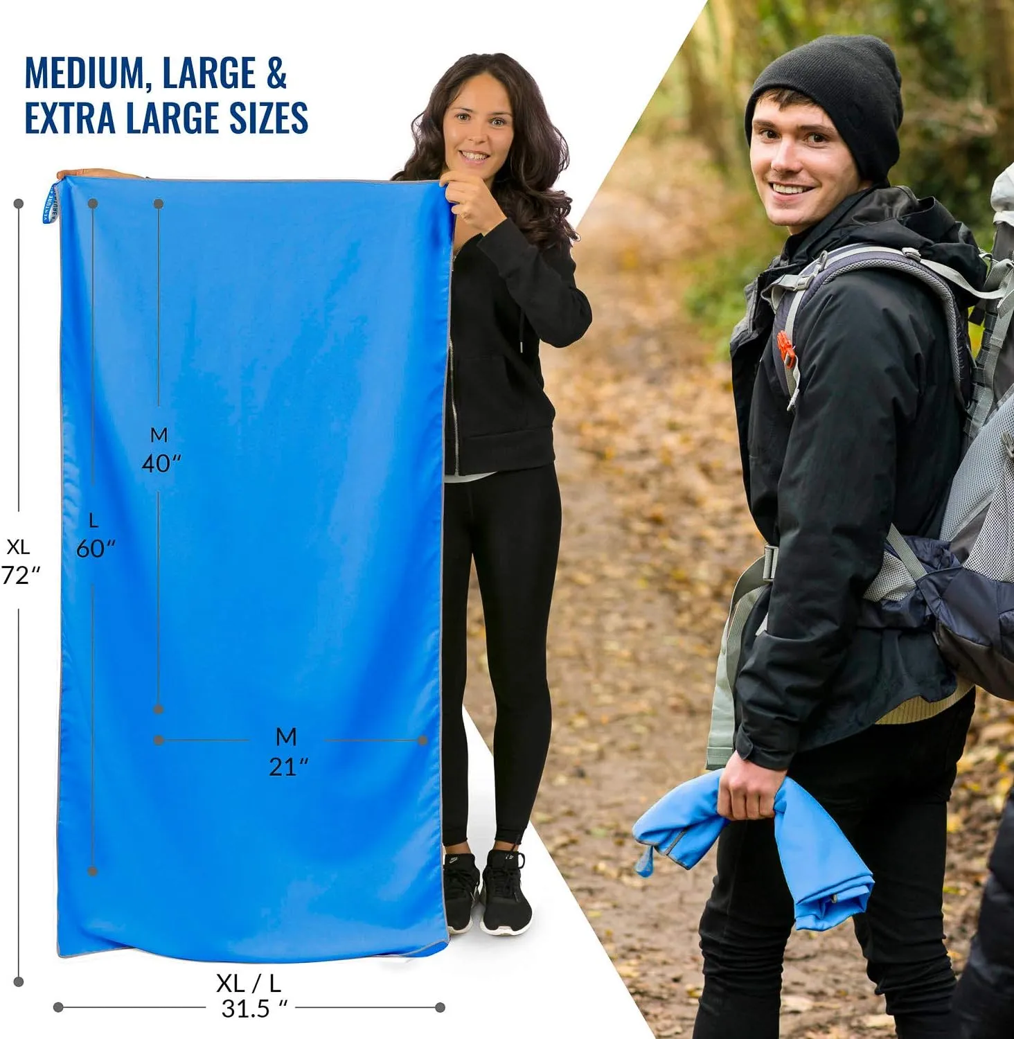 VENTURE 4TH Quick Dry Travel Towel - Fast Drying Ultra Soft Microfiber Towels - Essential for Camping, Backpacking, Yoga, Swimming, Gym, Sports and Beach - 3 Compact Sizes