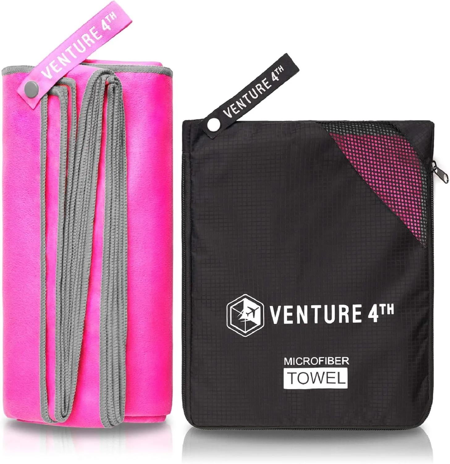 VENTURE 4TH Quick Dry Travel Towel - Fast Drying Ultra Soft Microfiber Towels - Essential for Camping, Backpacking, Yoga, Swimming, Gym, Sports and Beach - 3 Compact Sizes