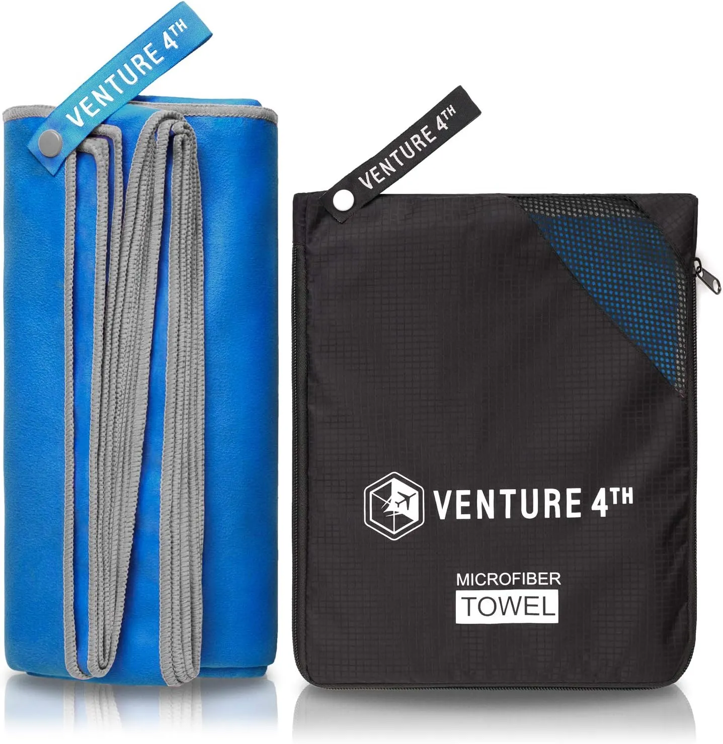 VENTURE 4TH Quick Dry Travel Towel - Fast Drying Ultra Soft Microfiber Towels - Essential for Camping, Backpacking, Yoga, Swimming, Gym, Sports and Beach - 3 Compact Sizes
