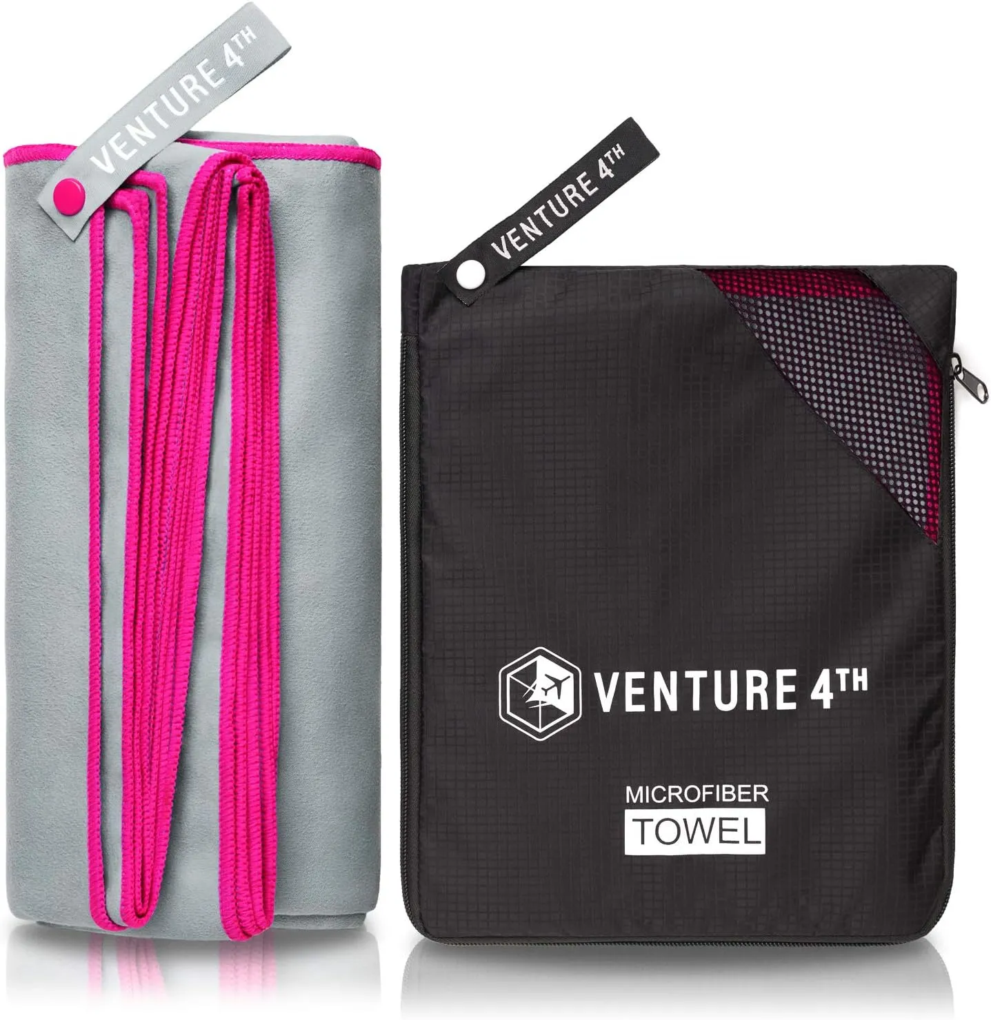 VENTURE 4TH Quick Dry Travel Towel - Fast Drying Ultra Soft Microfiber Towels - Essential for Camping, Backpacking, Yoga, Swimming, Gym, Sports and Beach - 3 Compact Sizes