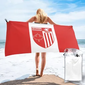 Vintage Emblem Canada and Canadian Flag Beach Towels for Women Men 31 x 63 inches Bath Towel with Travel Bag Quick Dry Swim Towels for Sport Gift