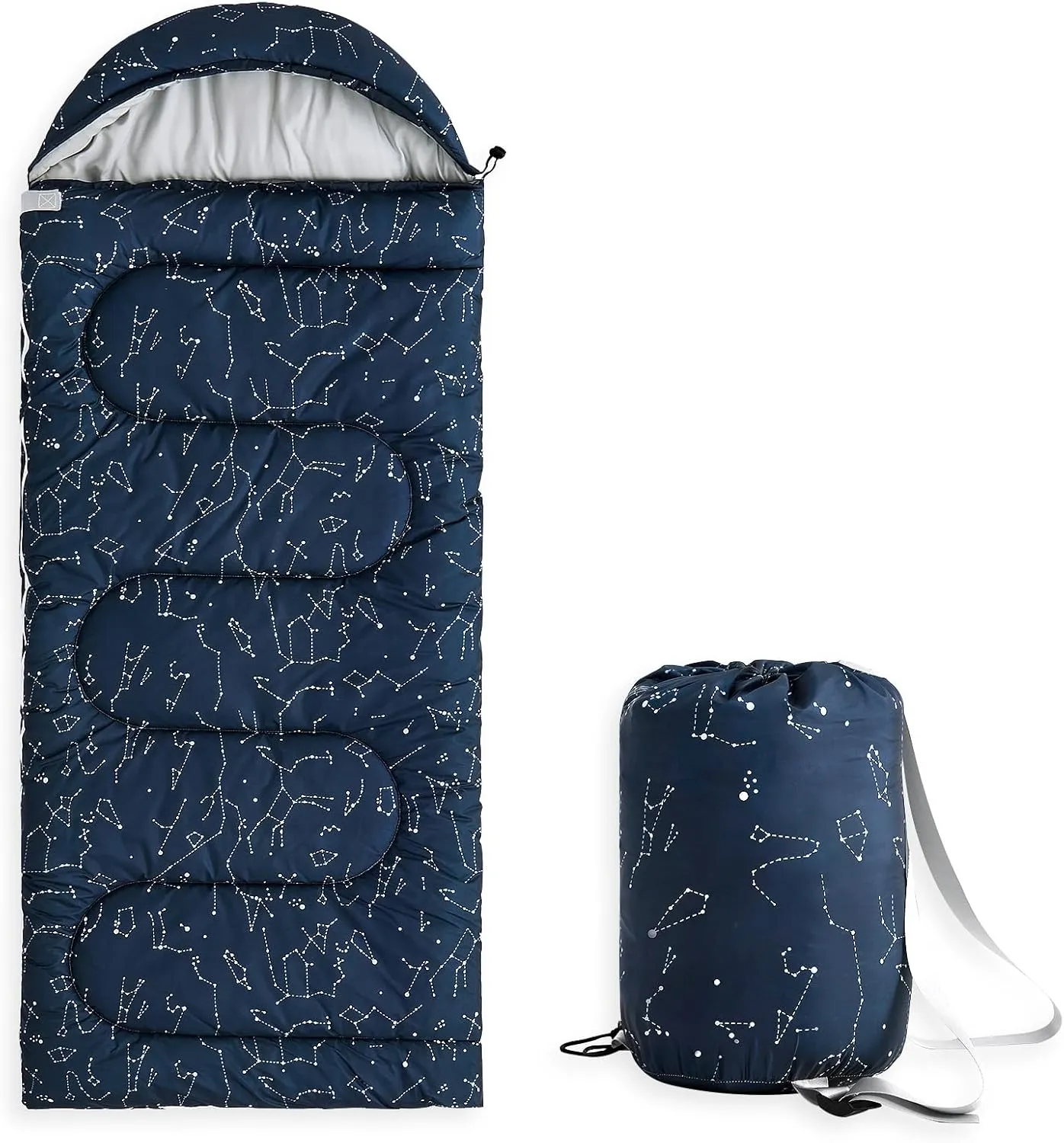 Wake In Cloud - Kids Sleeping Bag for Boys Toddlers, Camping in Warm Cold Weather, Backpacking Lightweight Compact Outdoor Liner for 3 Seasons Summer Spring Fall