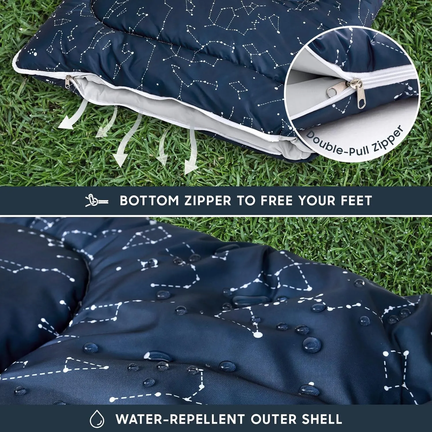 Wake In Cloud - Kids Sleeping Bag for Boys Toddlers, Camping in Warm Cold Weather, Backpacking Lightweight Compact Outdoor Liner for 3 Seasons Summer Spring Fall