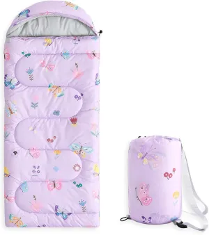 Wake In Cloud - Kids Sleeping Bag for Girls Toddlers, Camping in Warm Cold Weather, Backpacking Lightweight Compact Outdoor Liner for 3 Seasons Summer Spring Fall