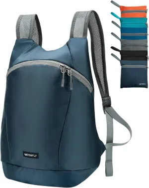 WATERFLY Foldable Lightweight Hiking Backpack: 15L Packable Traveling Daypack Men Women Ultralight Thin Casual Day Pack Bag for Outdoor Sports Camping Beach Park (Navy Blue)