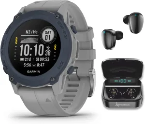 Wearable4U - Garmin Descent G1 Rugged Dive Computer, Multiple Dive Modes with Bundle ( Black Earbuds, Powder Gray)