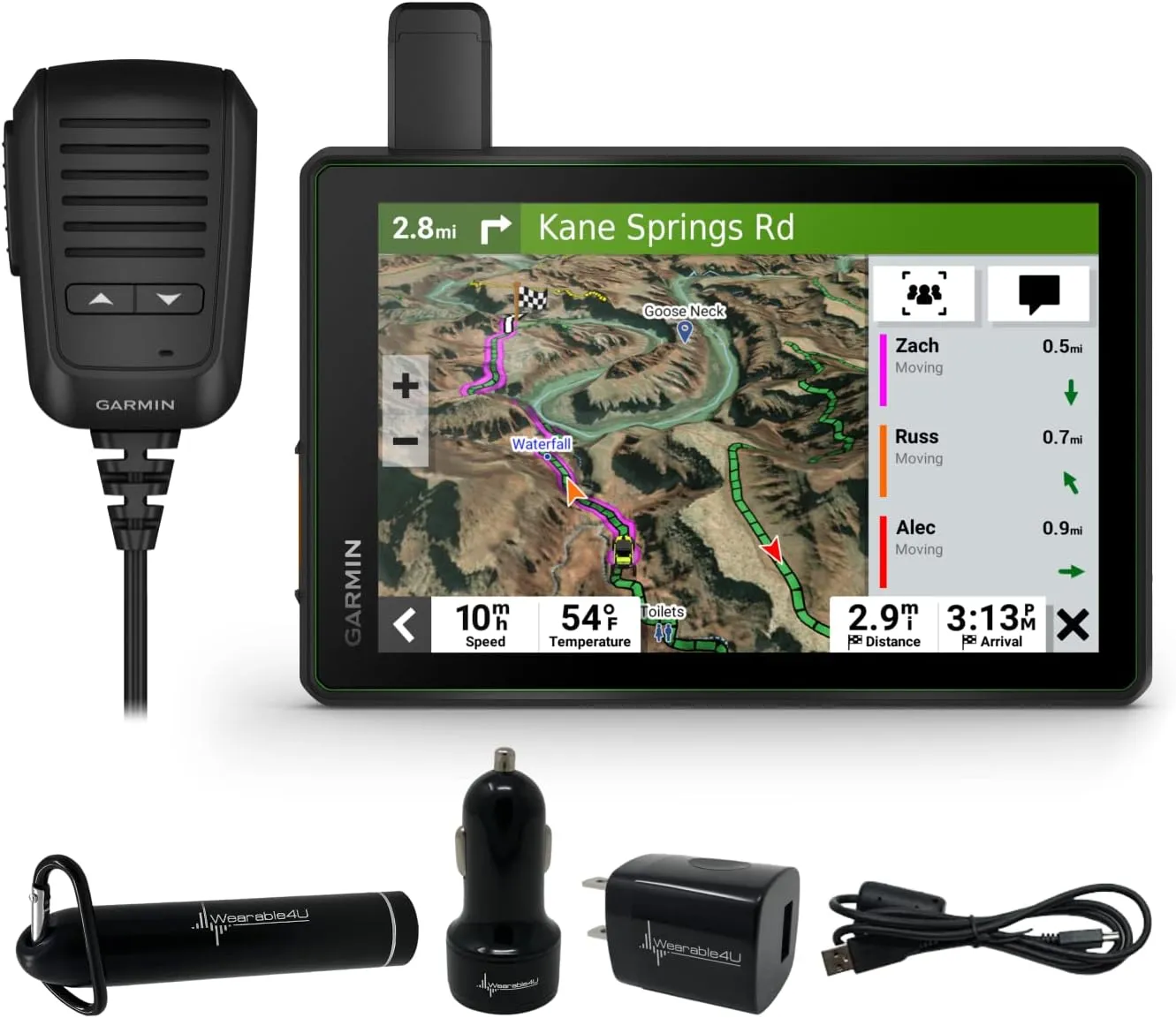 Wearable4U - Garmin Tread SxS, GPS Navigator, Ulltrabright Display, Preloaded Topography,Group Ride Radio, inReach Technology with Power Pack Bundle