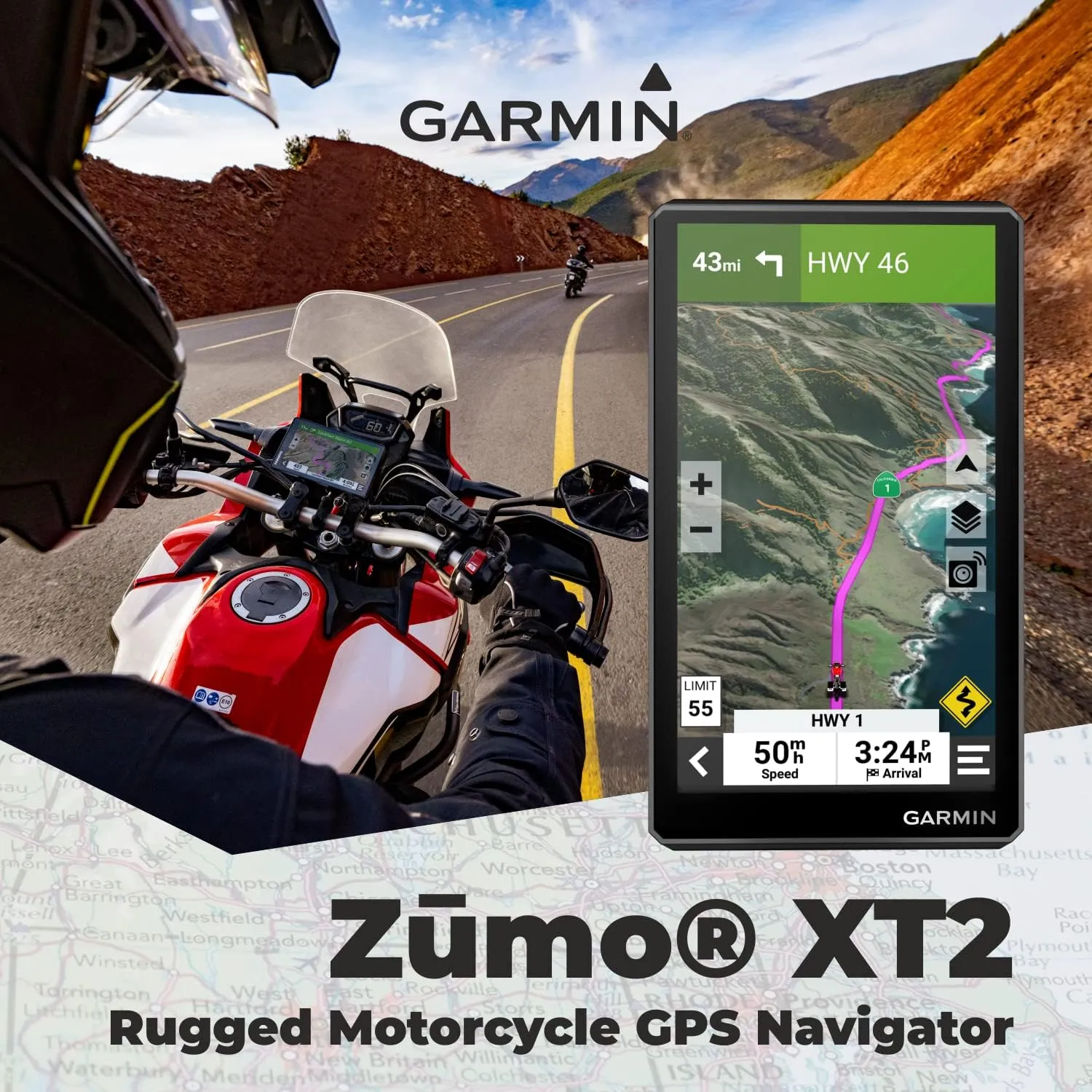 Wearable4U - Garmin Zumo XT2 MT-S Rugged Motorcycle Bike GPS Navigator, 6in Sunlight-readable Display with Power Pack Bundle