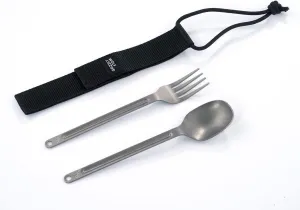 WOLF GRIZZLY Titanium Cutlery, Lightweight Fork and Spoon, Cutlery Set with Case for Camping Backpacking and Travel