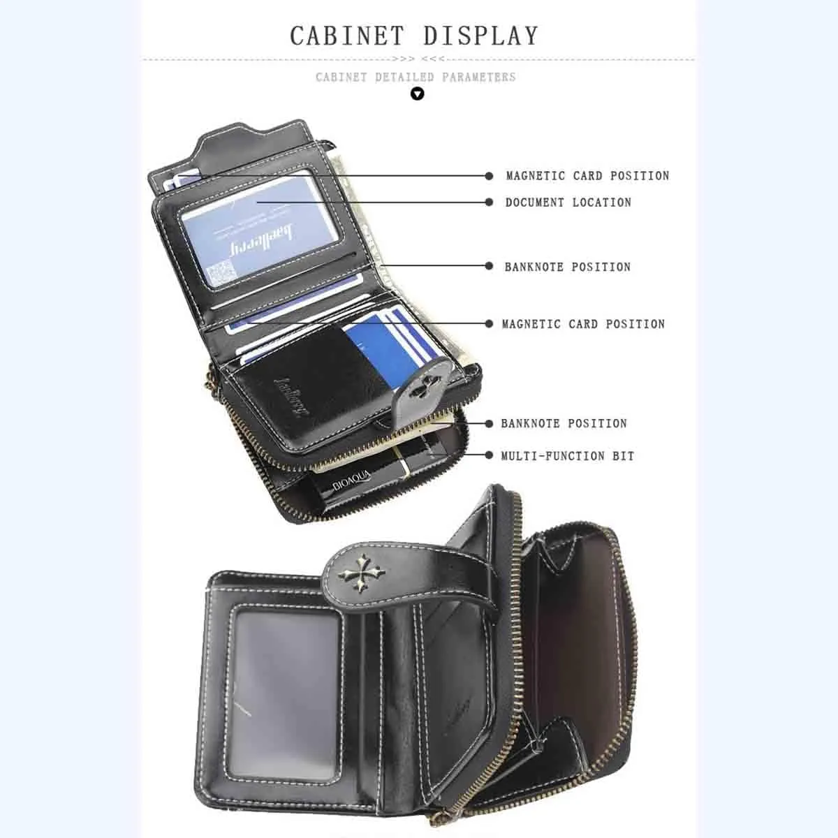 Women's retro wallet small wallet Y2K credit card bag zipper double fold wallet mini leather aesthetic wallet y2k wallet (Black)