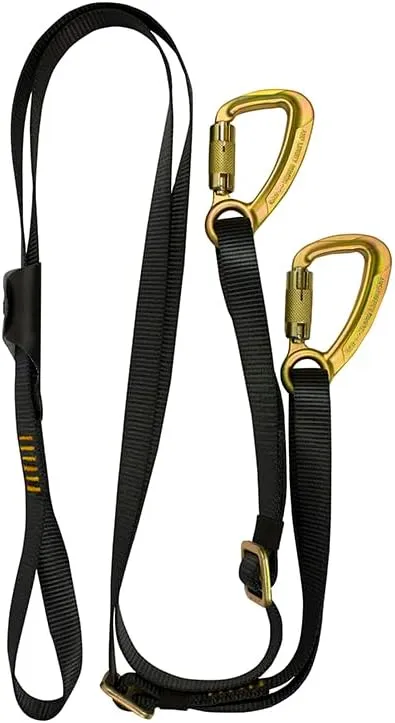 Y-Leg Adjustable Lanyard With Hitched Loop and Auto Lock Carabiner - Black