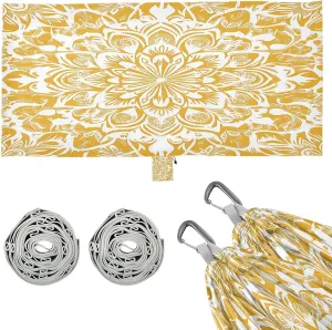 Yellow and White Flower Camping Hammock Single Portable Hammocks 330 lbs Capacity with 2 Tree Straps and Attached Carry Bag,Perfect for Outdoor,Indoor,Beach,Camping,Travel