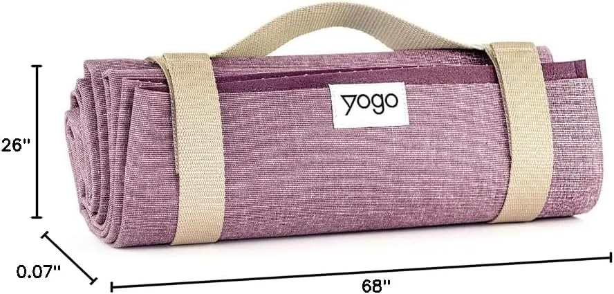 Yogo Ultralight Folding Travel Yoga Mat with Attached Straps, FSC®-Certified Plant Rubber, Sticky Grip, Non-Slip, Best Travel Yoga Mat®
